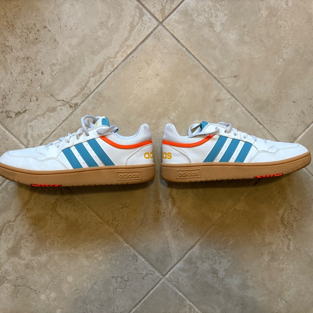 Adidas Women's White and Blue Sneakers